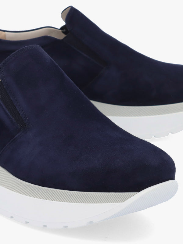 Commy Navy Suede Flatform Wedge Shoes