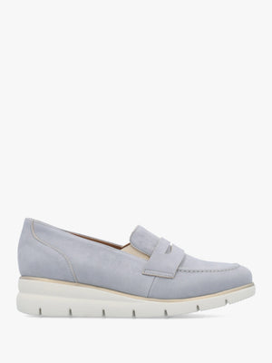 Cody Blue Suede Low Wedge Sporty Loafers