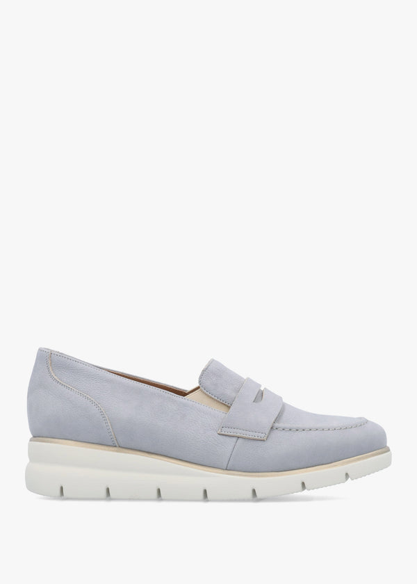 Cody Blue Suede Low Wedge Sporty Loafers