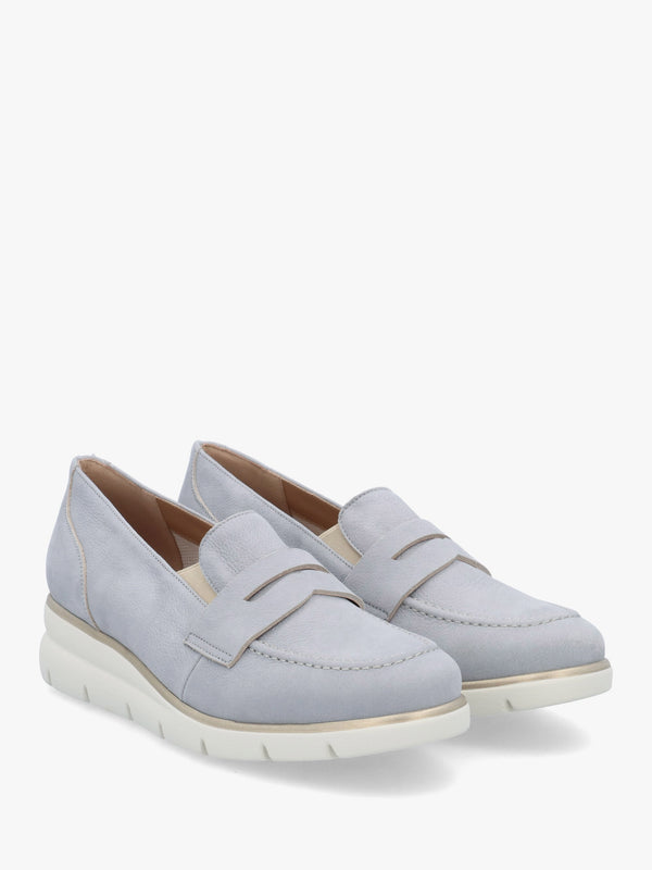 Cody Blue Suede Low Wedge Sporty Loafers