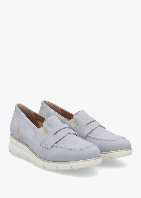Cody Blue Suede Low Wedge Sporty Loafers