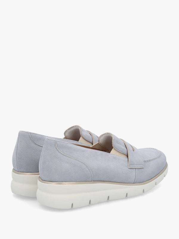 Cody Blue Suede Low Wedge Sporty Loafers