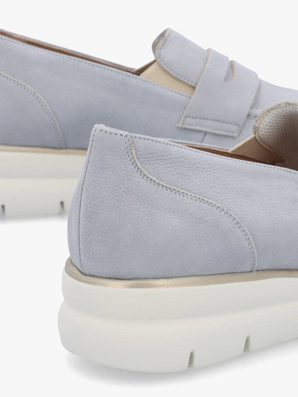 Cody Blue Suede Low Wedge Sporty Loafers