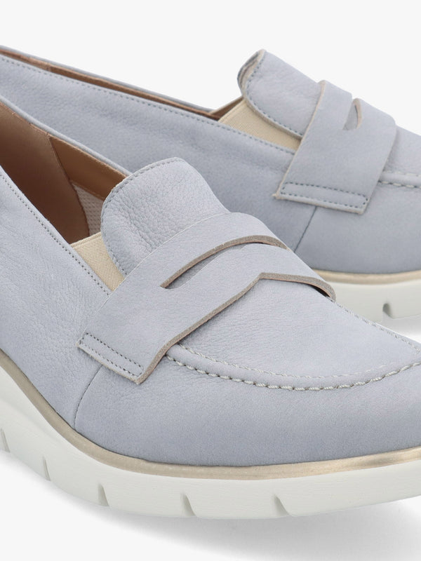 Cody Blue Suede Low Wedge Sporty Loafers