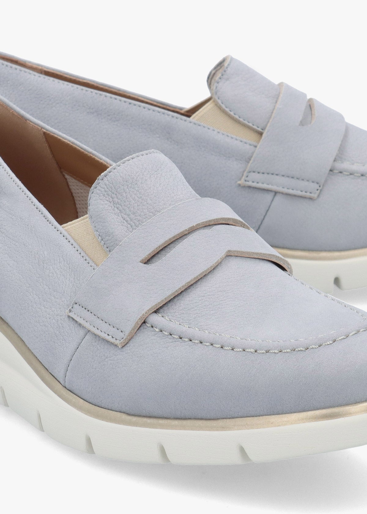 Cody Blue Suede Low Wedge Sporty Loafers