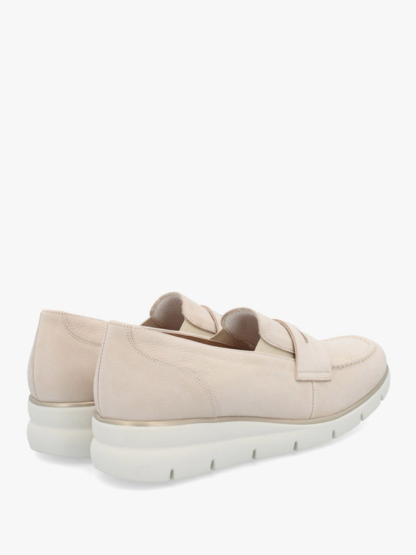Cody Beige Suede Low Wedge Sporty Loafers