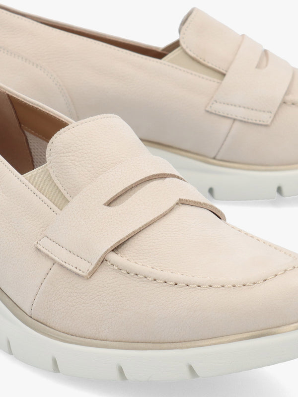 Cody Beige Suede Low Wedge Sporty Loafers