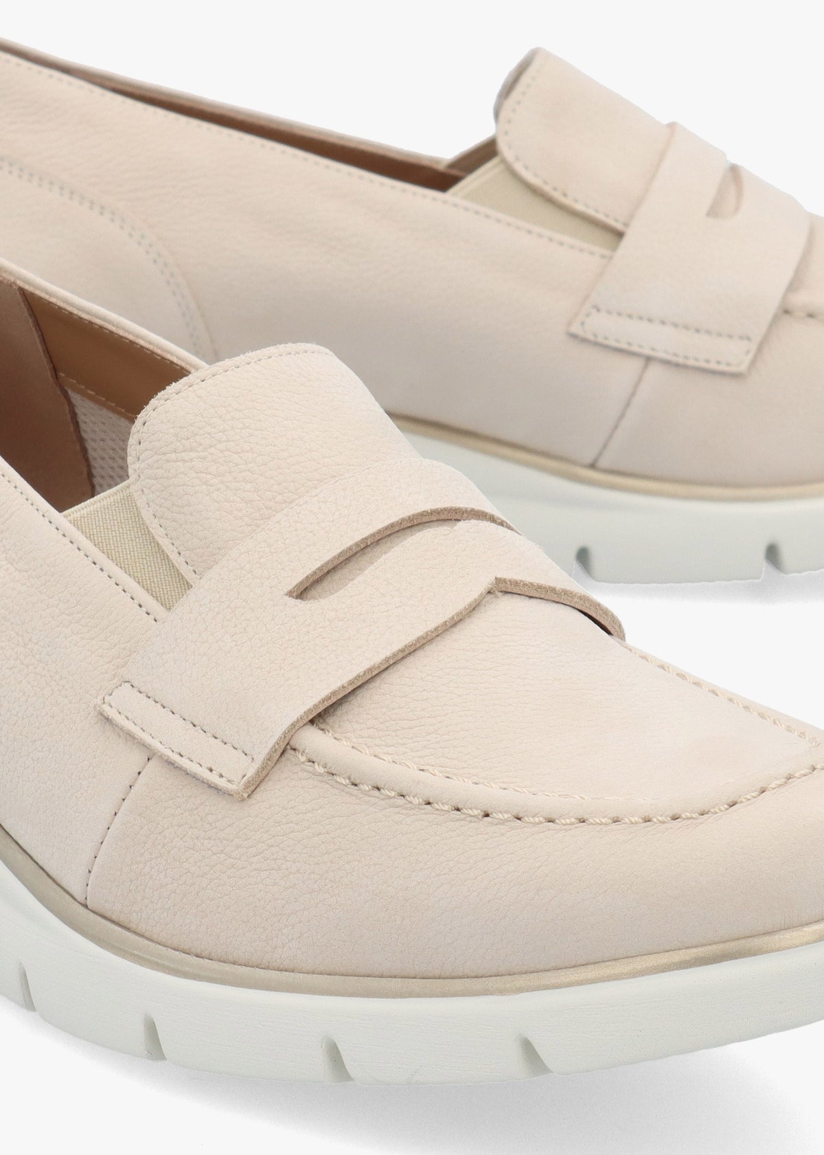 Cody Beige Suede Low Wedge Sporty Loafers