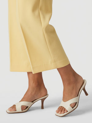 Sule Cream Leather Mid Heel Mules