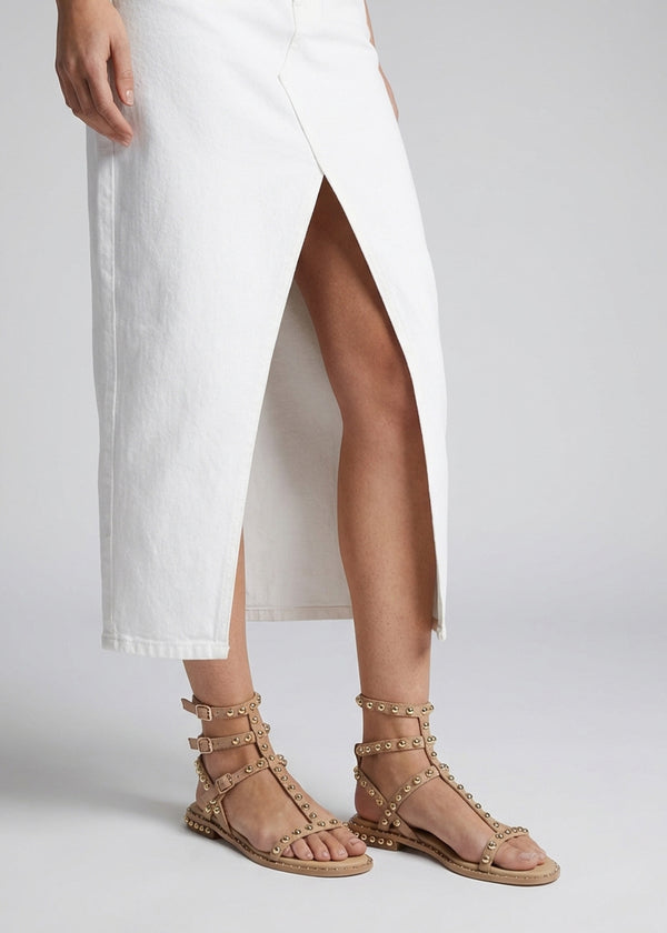 Eternal Beige Suede Studded Gladiator Sandals