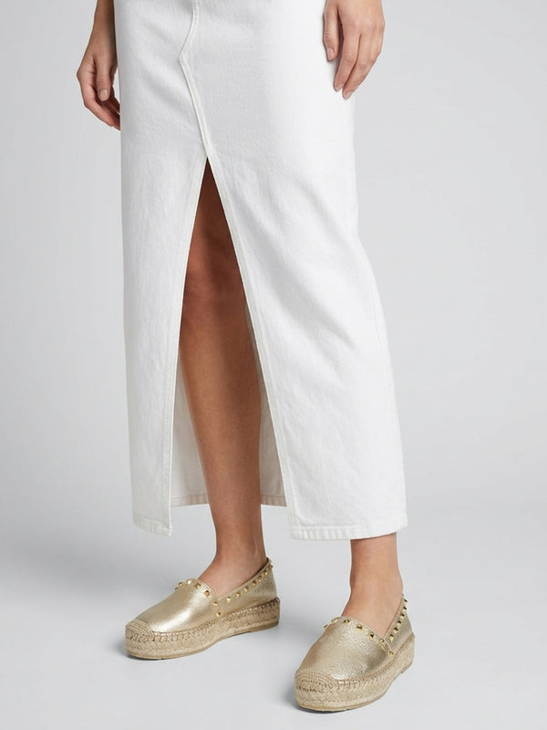 Infinite Gold Leather Studded Espadrilles