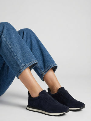 Aslip Navy Suede Trainers