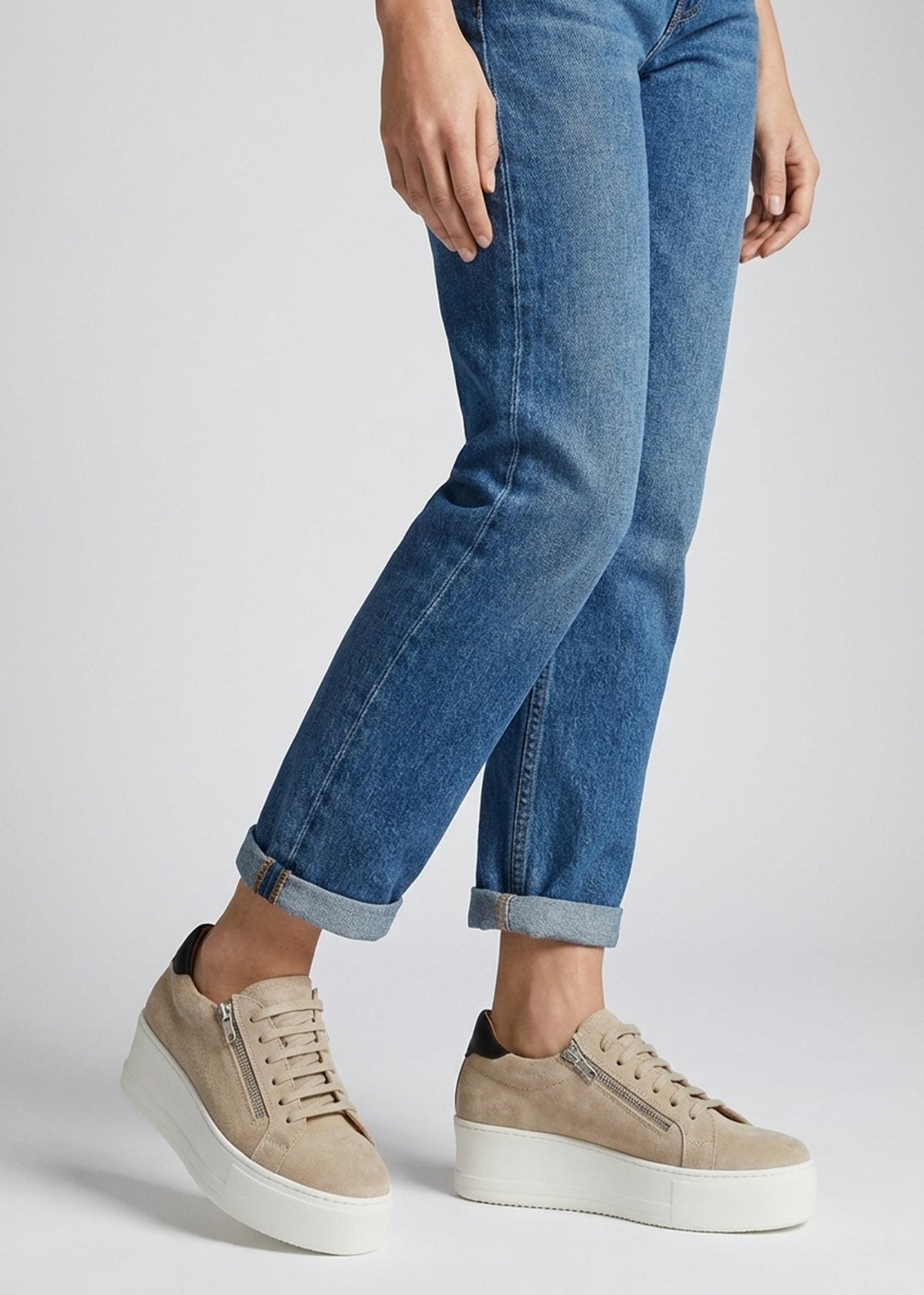 Tippy Taupe Suede Flatform Trainers