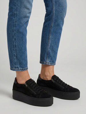 Tippy Black Suede Flatform Trainers