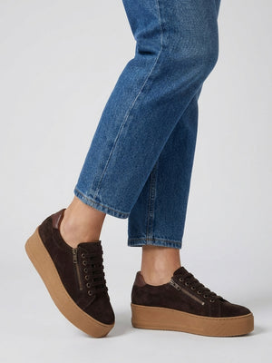 Tippy Brown Suede Flatform Trainers