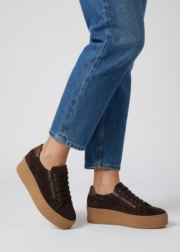 Tippy Brown Suede Flatform Trainers