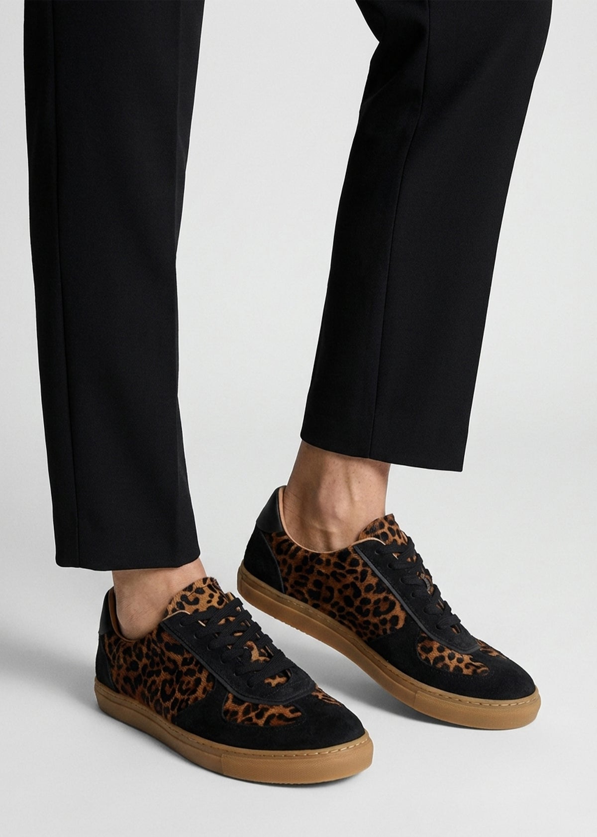 Tahlia Leopard Pony Hair Low Profile Trainers