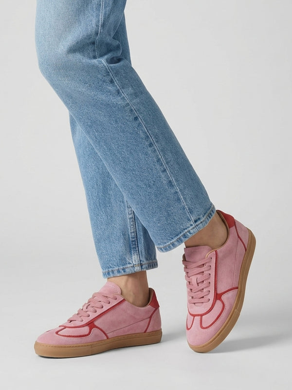 Tahlia Pink Suede Low Profile Trainers
