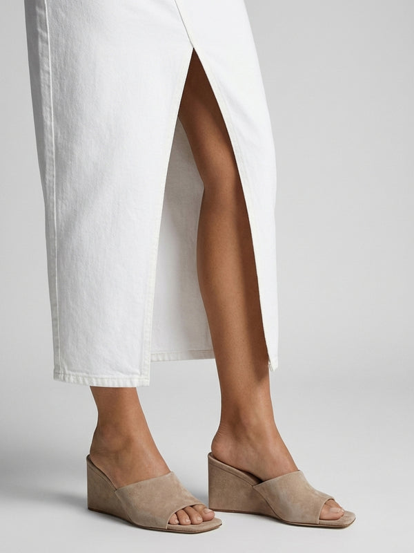 Sayne Beige Suede Wedge Mules