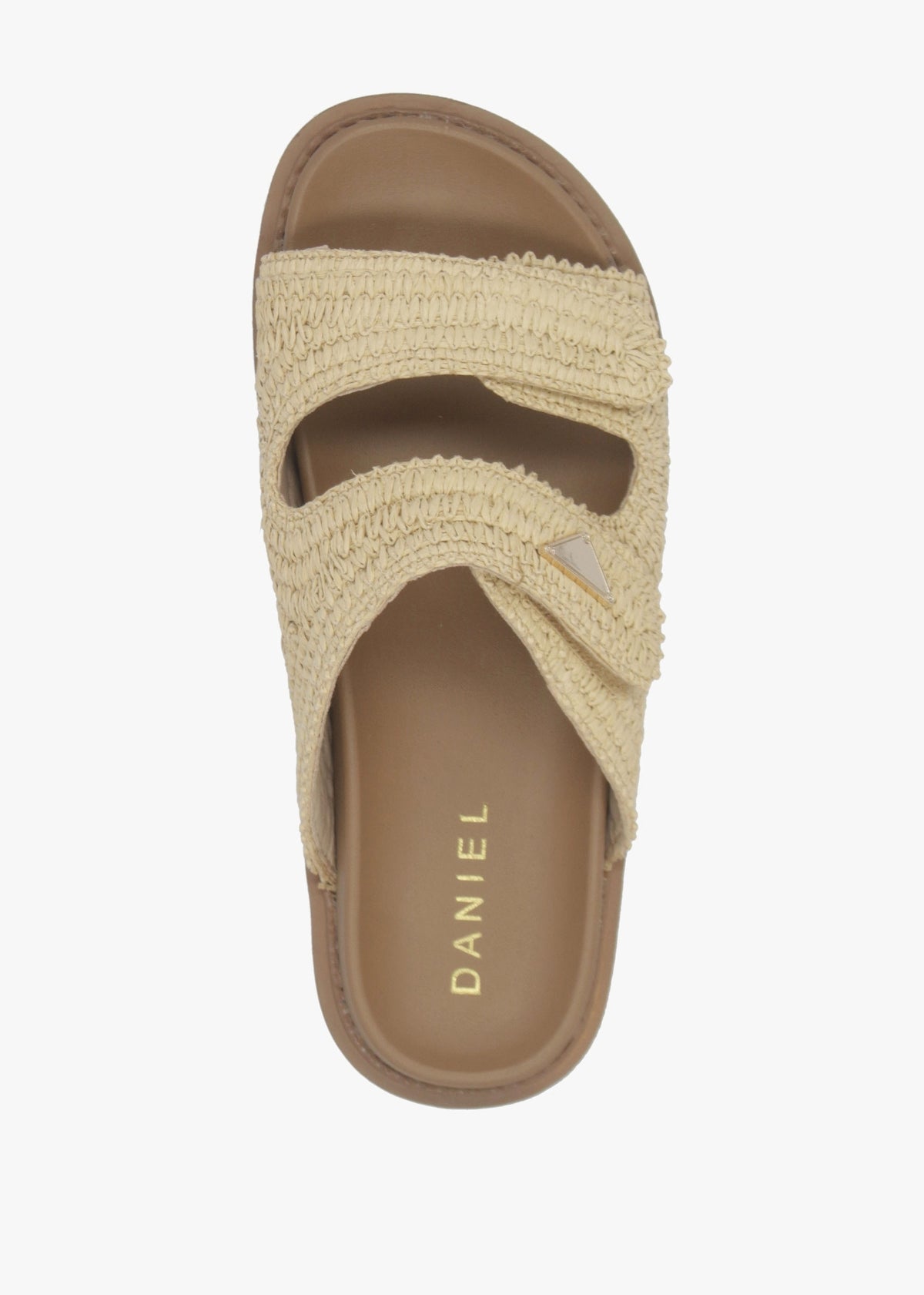 York Beige Woven Straw Two Bar Chunky Mules