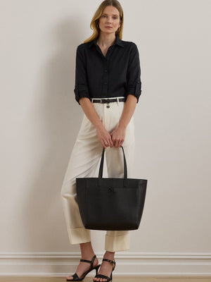 Large Cameryn Black Pebbled Leather Tote Bag