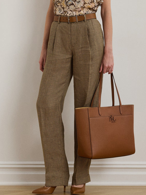 Large Cameryn Lauren Tan Pebbled Leather Tote Bag