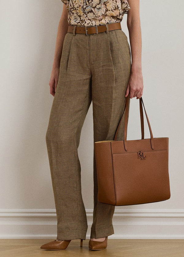 Large Cameryn Lauren Tan Pebbled Leather Tote Bag