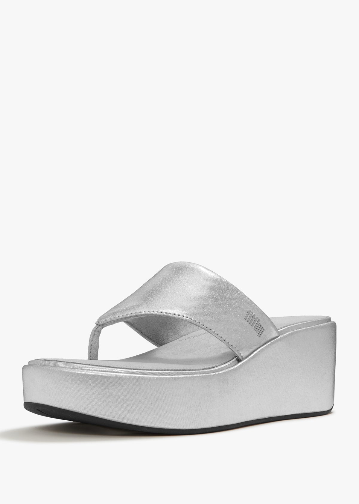 Platform Silver Toe Post Wedge Sandals