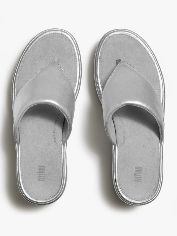 Platform Silver Toe Post Wedge Sandals