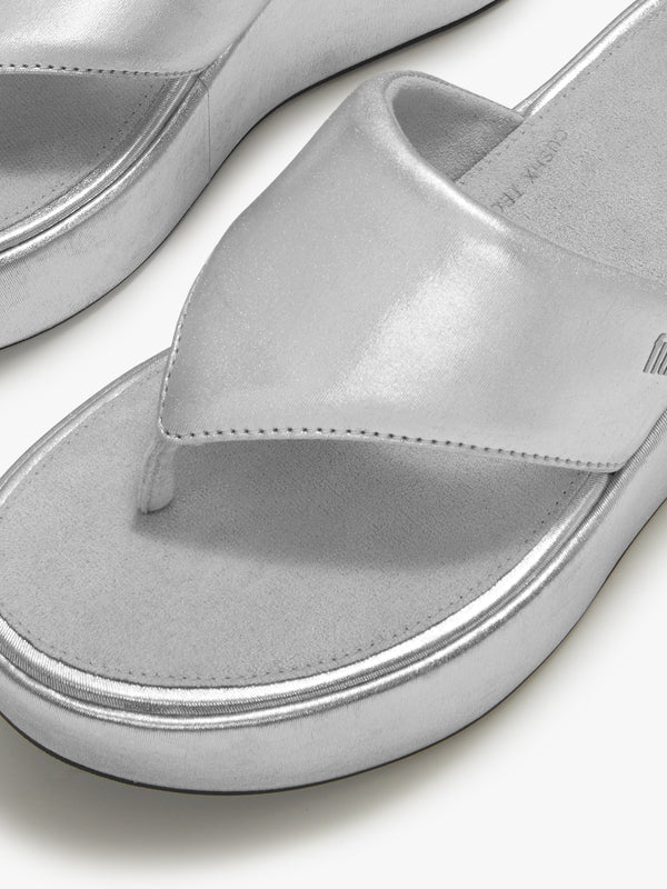 Platform Silver Toe Post Wedge Sandals