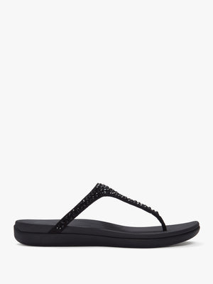 Solay Black Mixed Crystal Tote Post Sandals