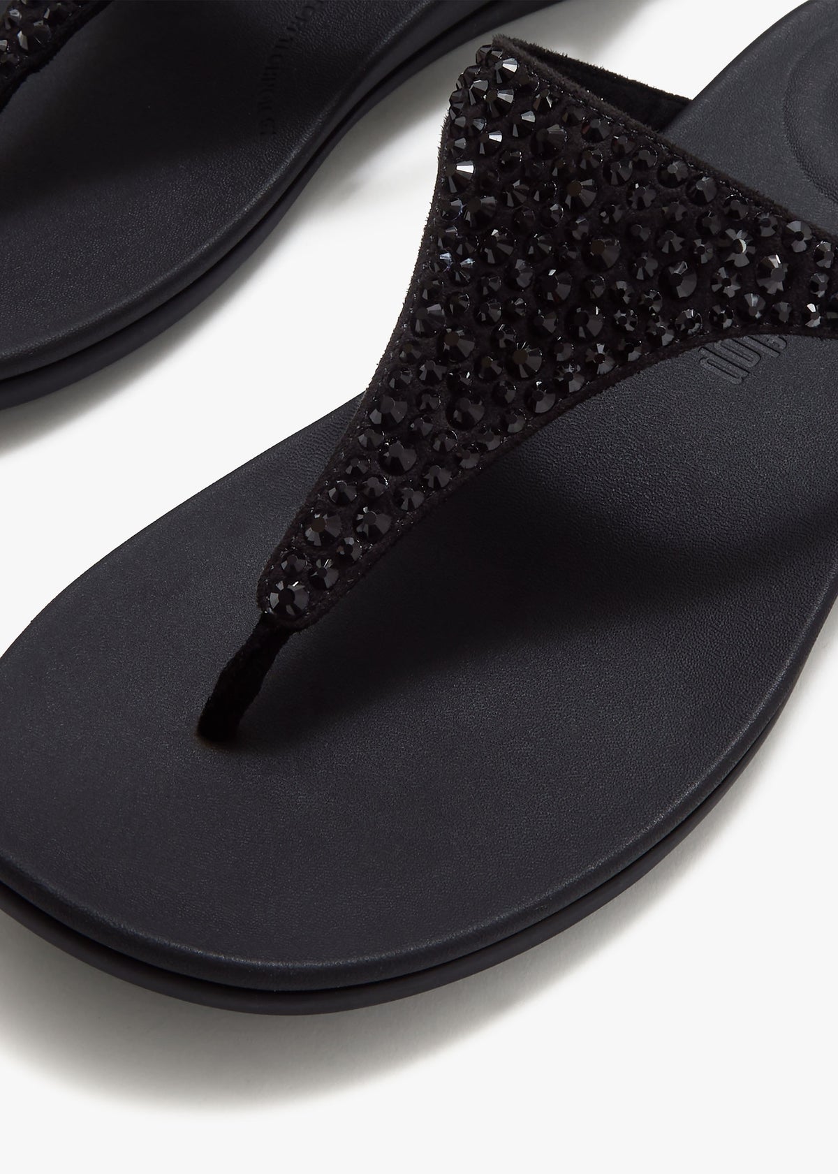 Solay Black Mixed Crystal Tote Post Sandals