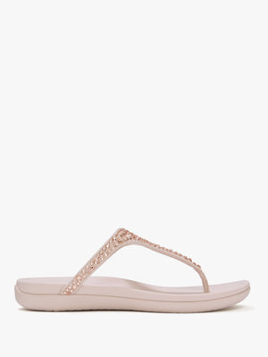 Solay Nude Rose Mixed Crystal Tote Post Sandals