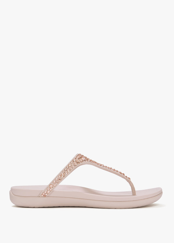 Solay Nude Rose Mixed Crystal Tote Post Sandals
