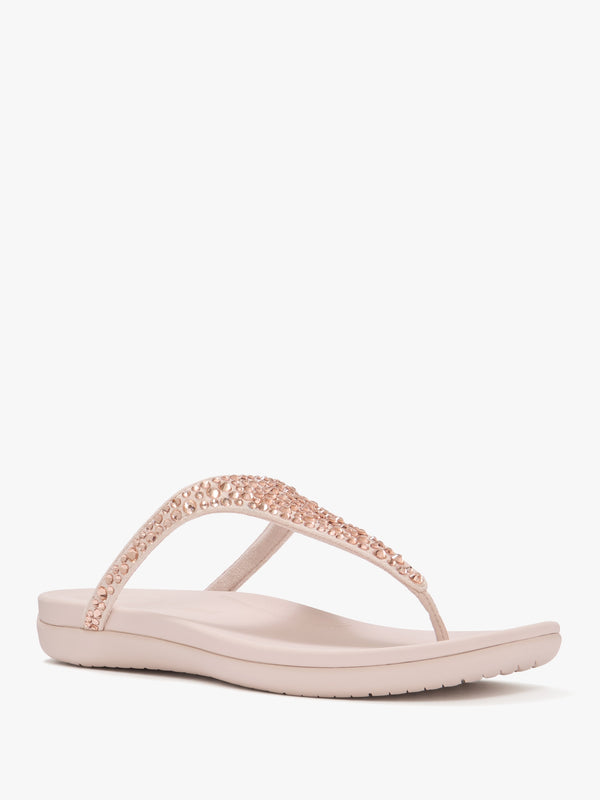 Solay Nude Rose Mixed Crystal Tote Post Sandals