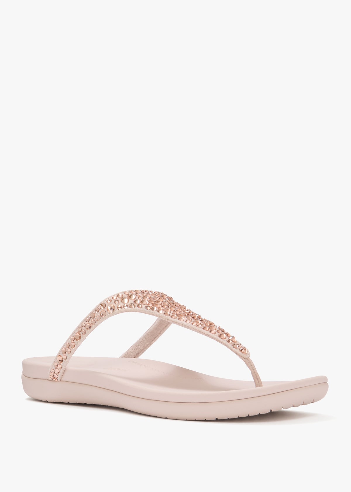Solay Nude Rose Mixed Crystal Tote Post Sandals