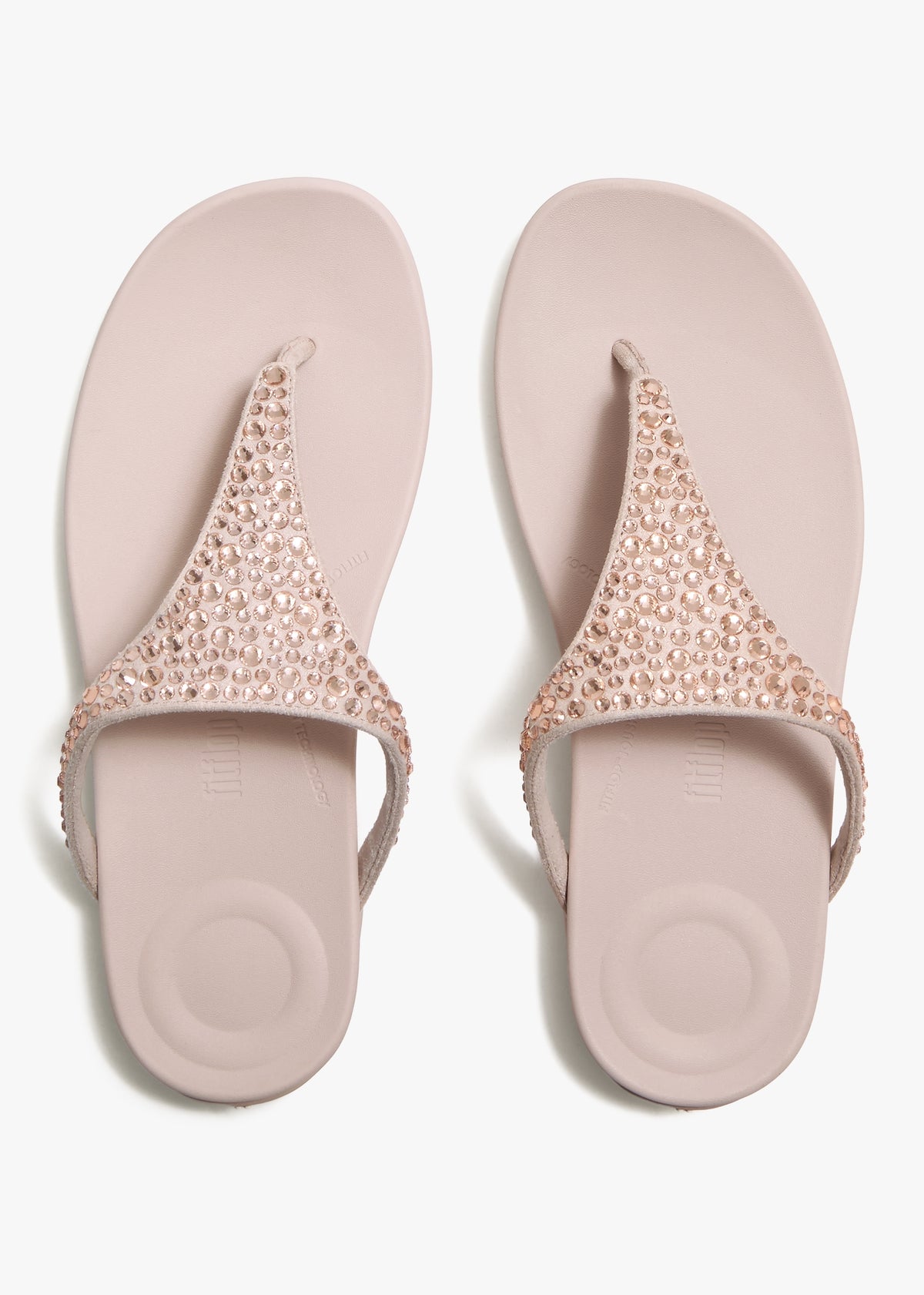 Solay Nude Rose Mixed Crystal Tote Post Sandals