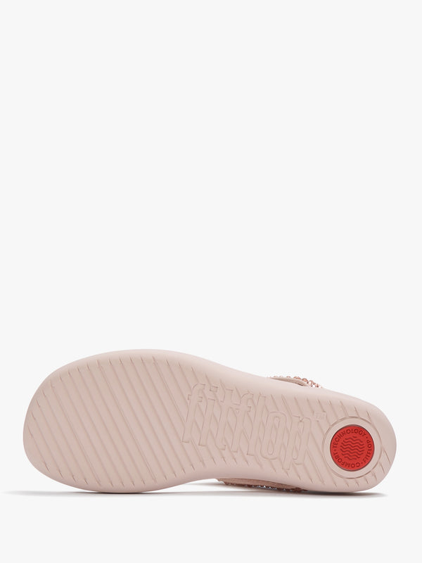 Solay Nude Rose Mixed Crystal Tote Post Sandals
