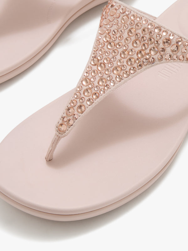 Solay Nude Rose Mixed Crystal Tote Post Sandals
