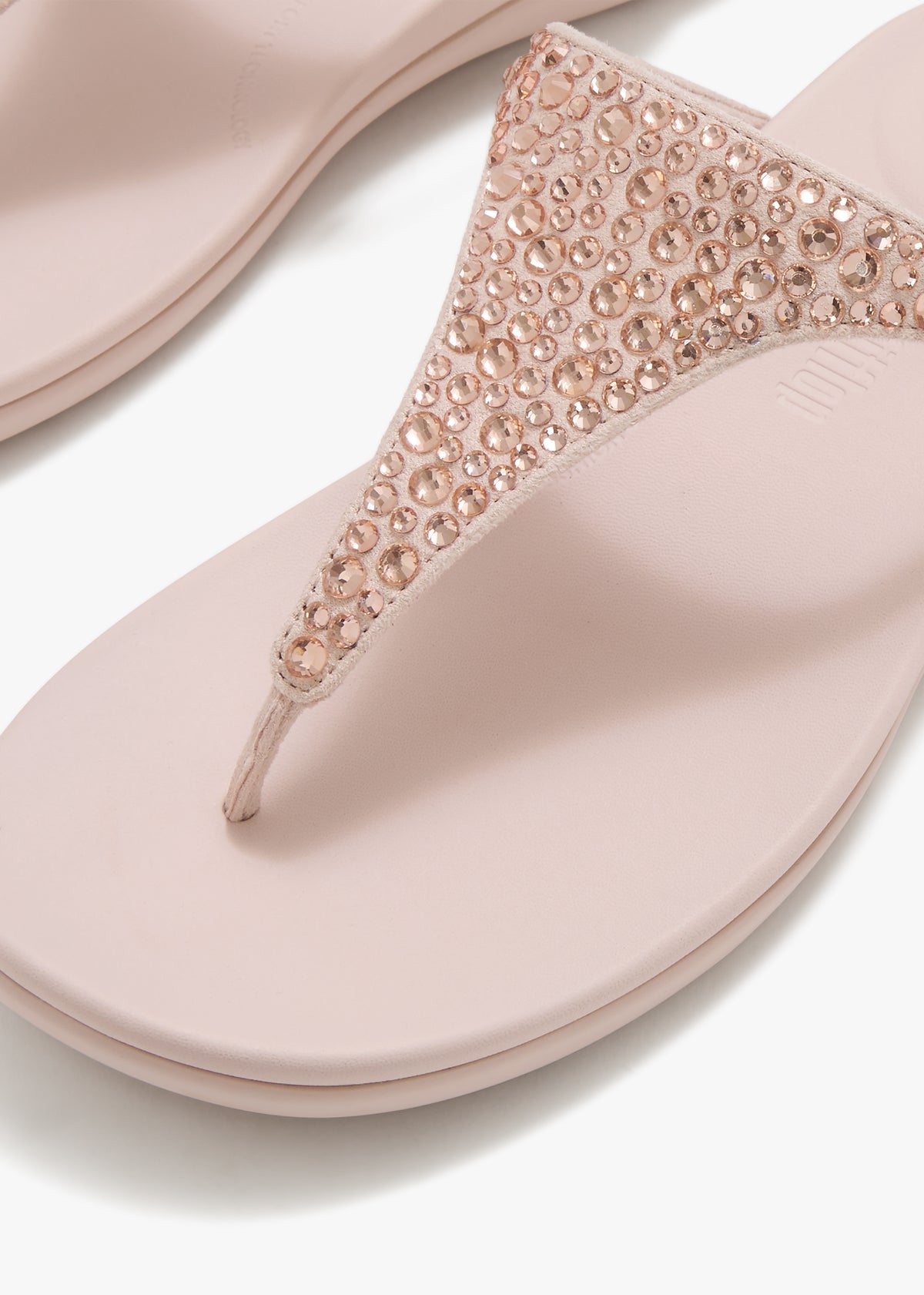 Solay Nude Rose Mixed Crystal Tote Post Sandals