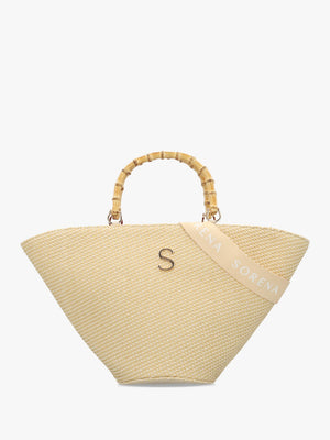 One-Of-A-Kind Irida Beige Woven Straw Basket Tote Bag