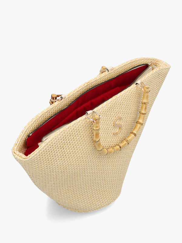 One-Of-A-Kind Irida Beige Woven Straw Basket Tote Bag