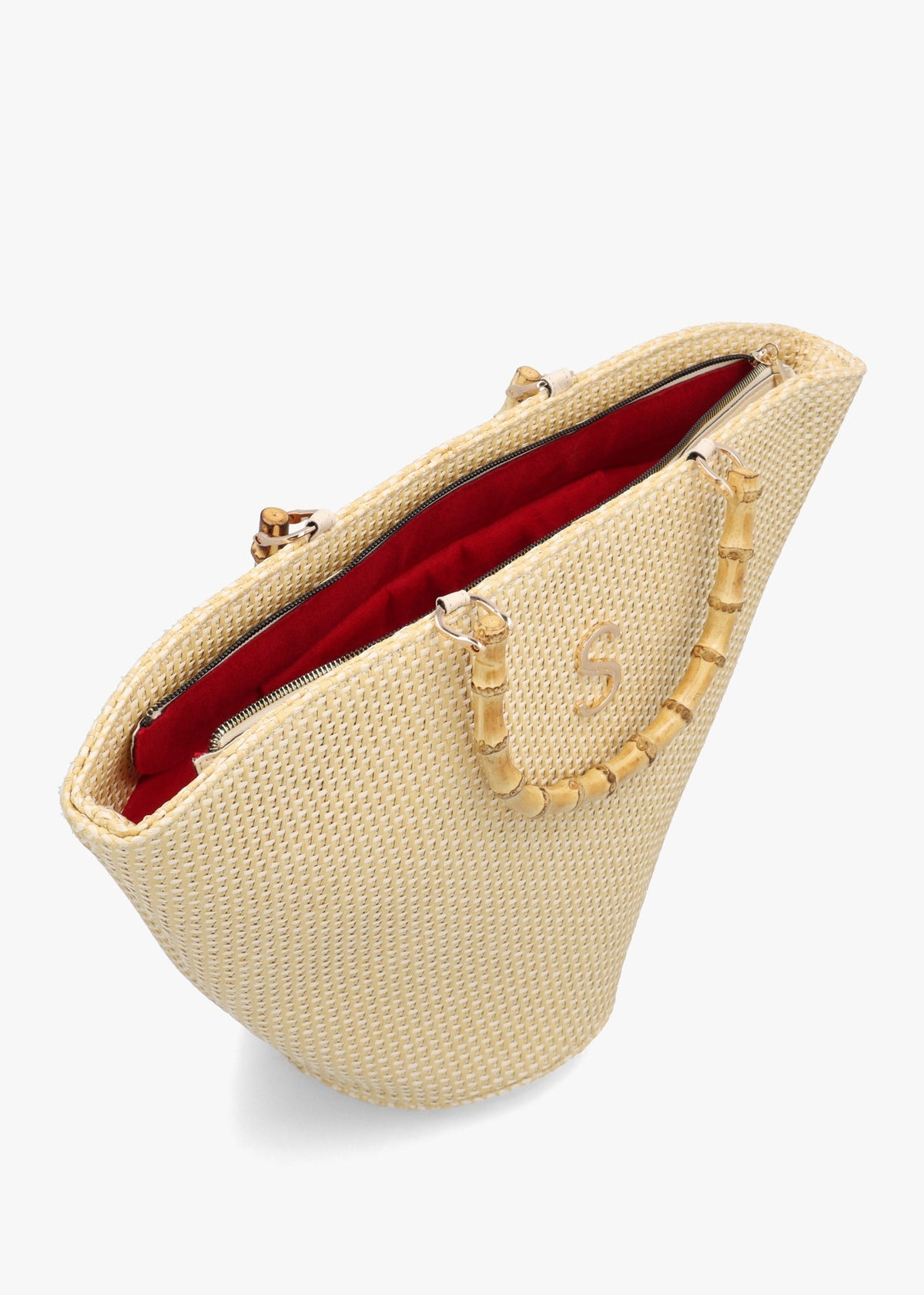 One-Of-A-Kind Irida Beige Woven Straw Basket Tote Bag