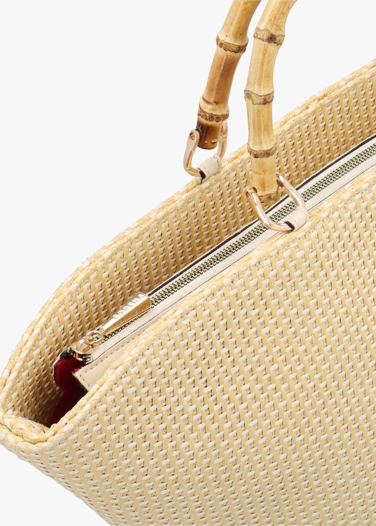 One-Of-A-Kind Irida Beige Woven Straw Basket Tote Bag