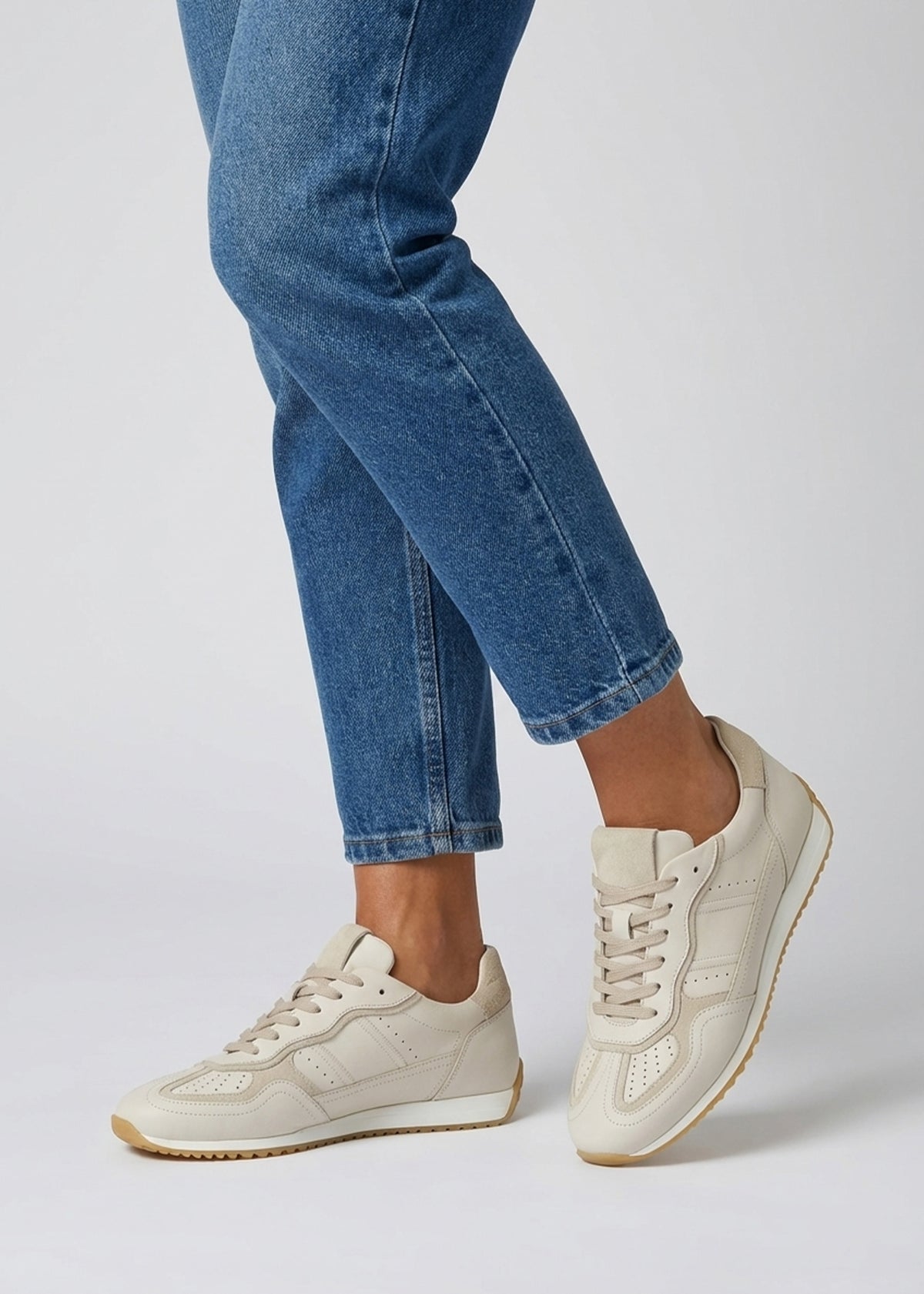 Sarita Off White Leather Runner Trainers