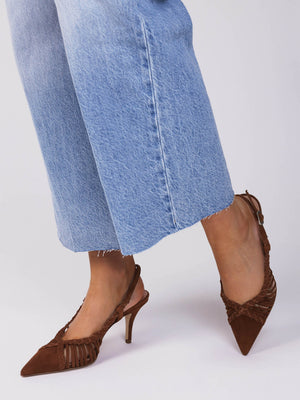 Nuri Tan Suede Plaited Cage Heel Sling Backs