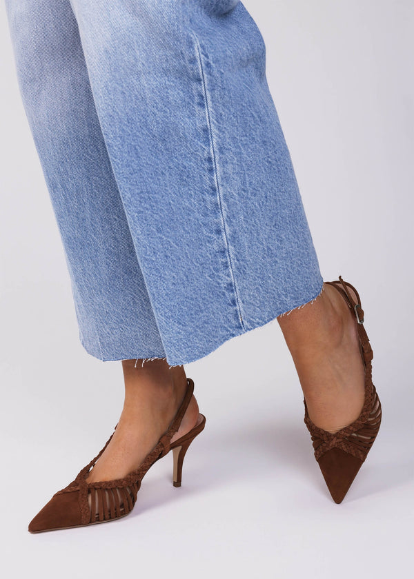 Nuri Tan Suede Plaited Cage Heel Sling Backs