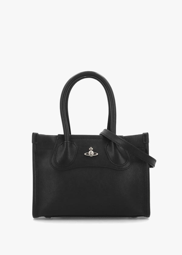 Troy Small Black Leather Tote Cross-Body