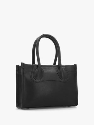 Troy Small Black Leather Tote Cross-Body