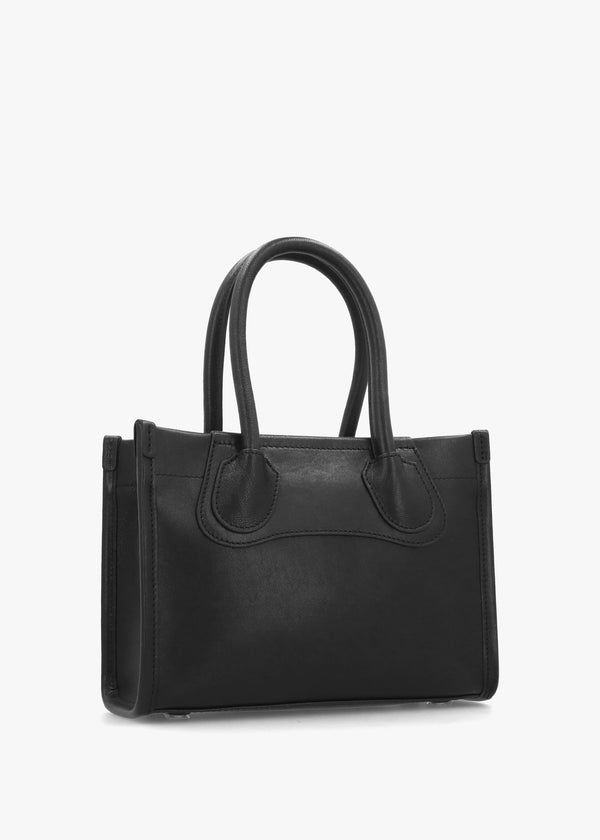 Troy Small Black Leather Tote Cross-Body